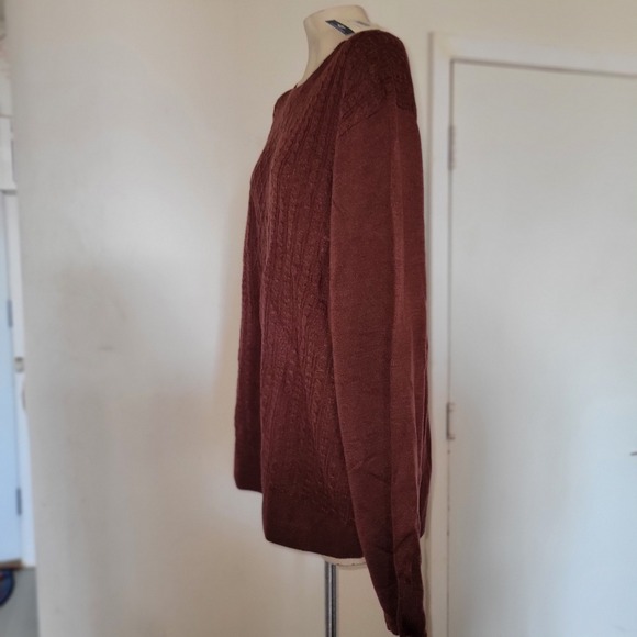 DOCKERS NEW Mens Brown Cable Knit Crewneck Sweater Long Sleeve Pullover Size XXL - Picture 4 of 8